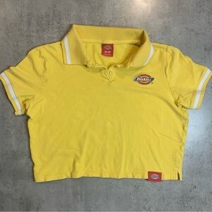 Dickies Yellow Polo  Embroidered Crop Top, Size M